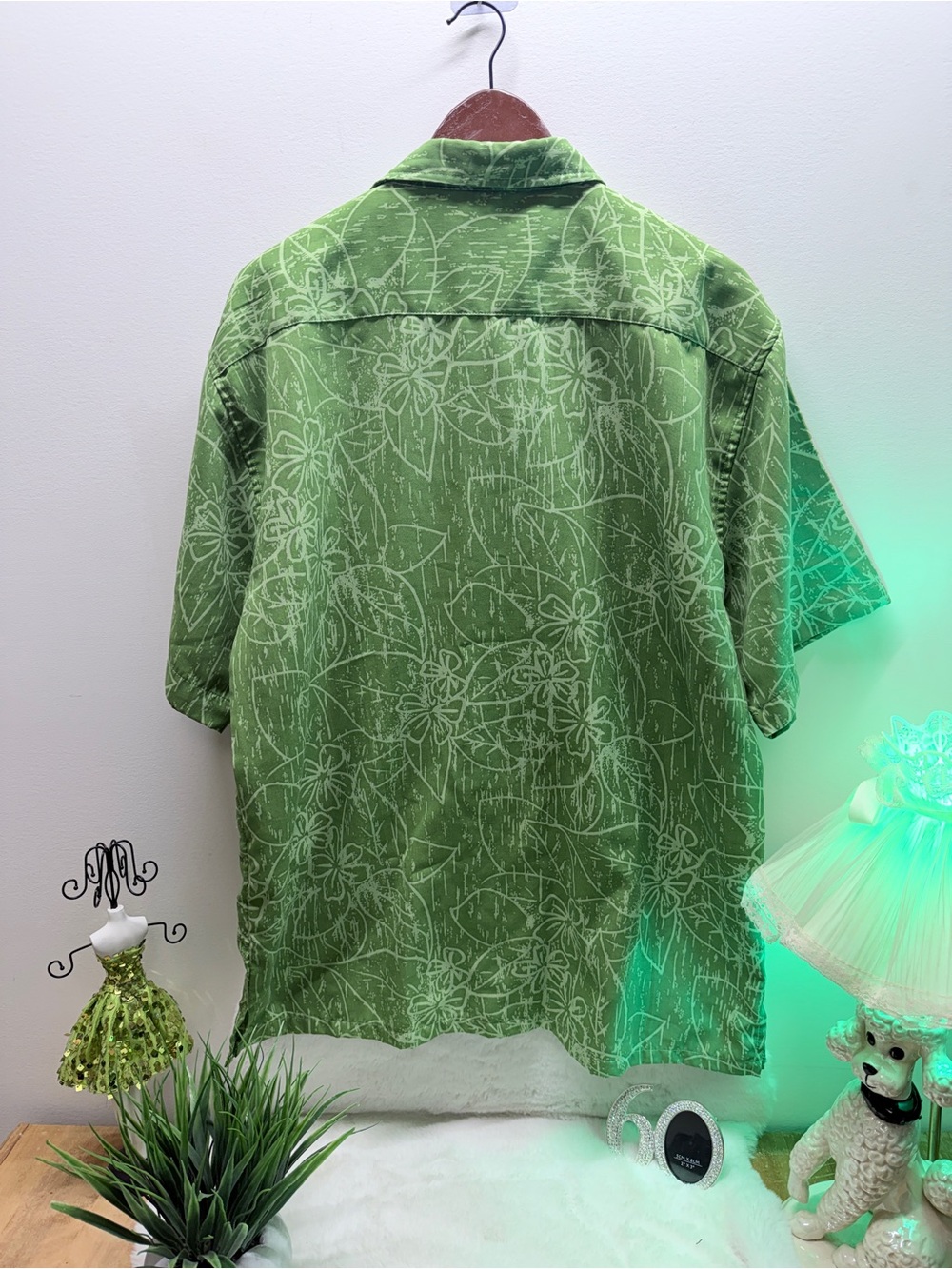 Aloha Joe Green Floral Short-Sleeve Button-Up Shirt Lightweight Casual Top 🍃 - Picture 4 of 7